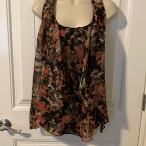 Layered and lined top with attached scarf